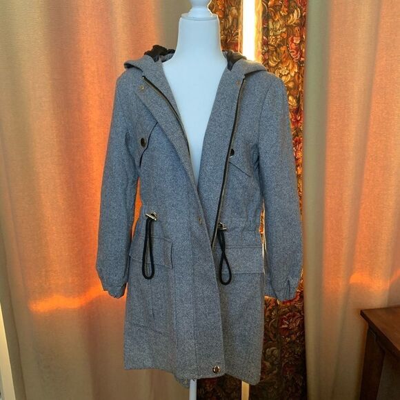 Badgley Mischka Grey Utilitarian Coat - Picture 2 of 8